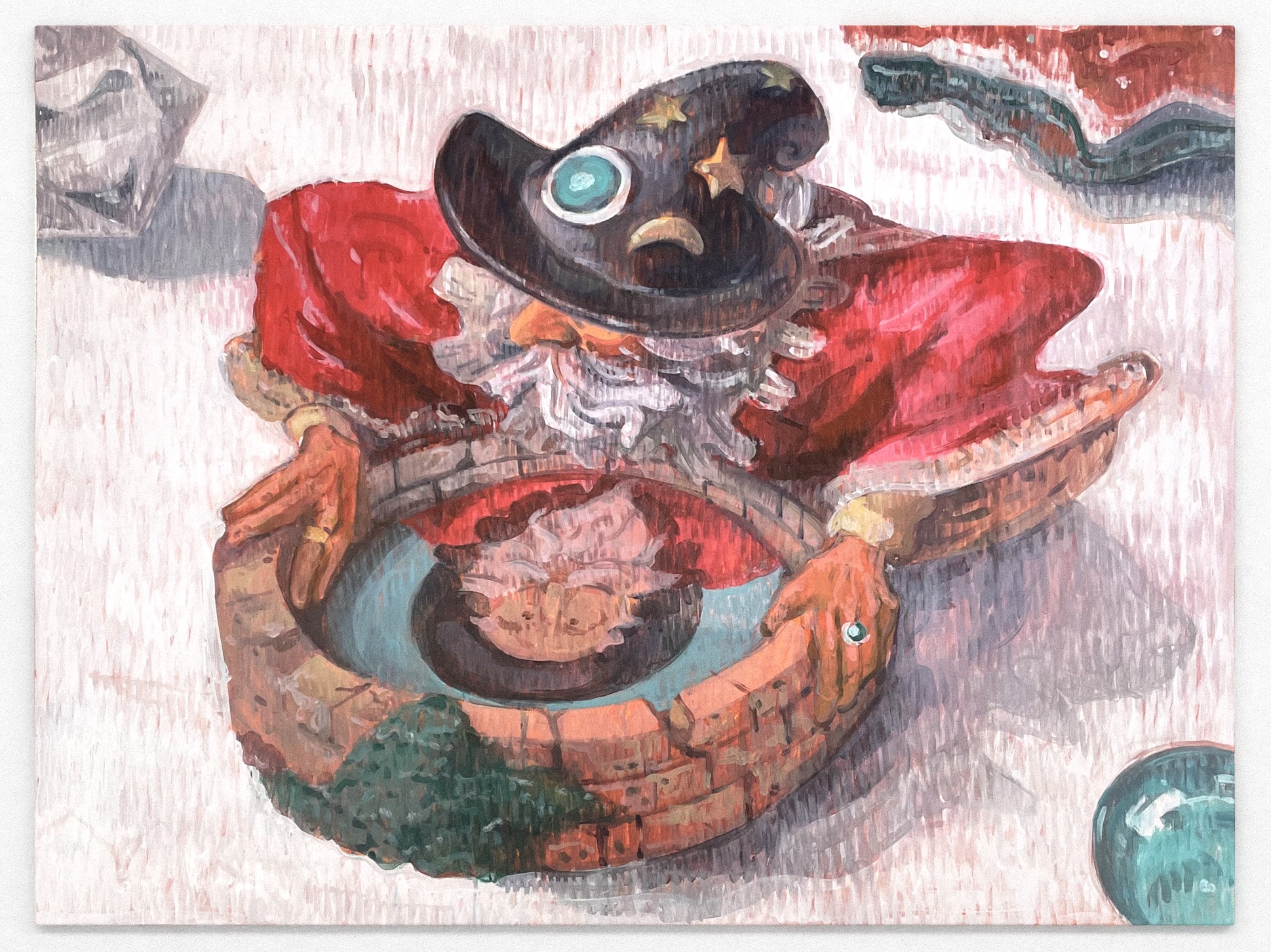 Matteo Silverii, Figurines - Wizard, acrilico su tela, 90 x 120 cm, 2024 Matteo Silverii, Figurines - Wizard, acrilico su tela, 90 x 120 cm, 2024